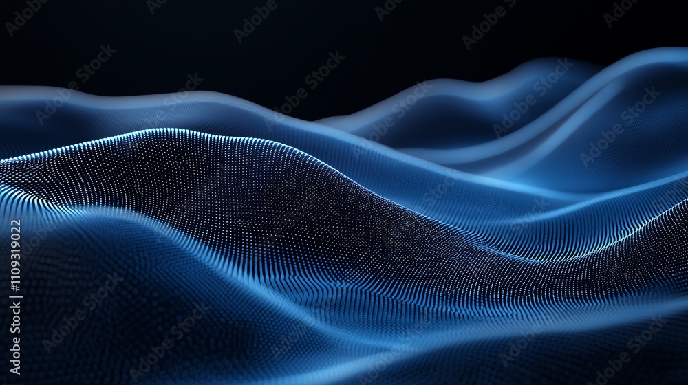 Poster a mesmerizing visual of abstract waves in blue tones, showcasing dynamic patterns that evoke a sense