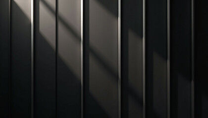 Dark gray wall with vertical lines and light shadows creating a minimalist  modern aesthetic.
