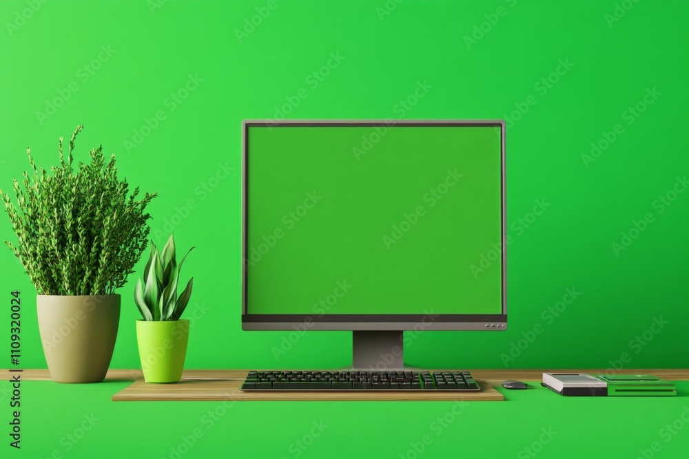 Poster A retro computer from the 1980s, with a monochrome green screen, floppy disks, and a chunky keyboard