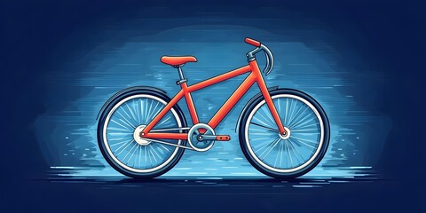 Fototapeta premium A vibrant orange bicycle with sleek design against a dynamic blue background, embodying movement and energy, perfect for conveying themes of adventure and freedom.