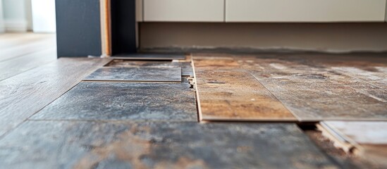 Condominium construction defect revealing a noticeable gap between the laminated flooring and tile during the initial inspection