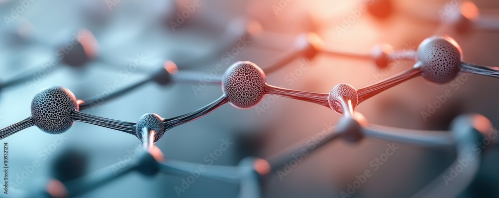 Poster material science nanomaterials concept. a close-up view of a molecular structure showcasing intercon