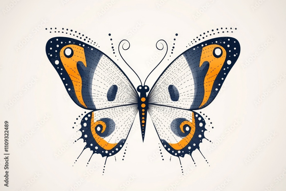 Aufkleber A stylized butterfly design composed of simple dots and lines, creating an elegant, abstract pattern