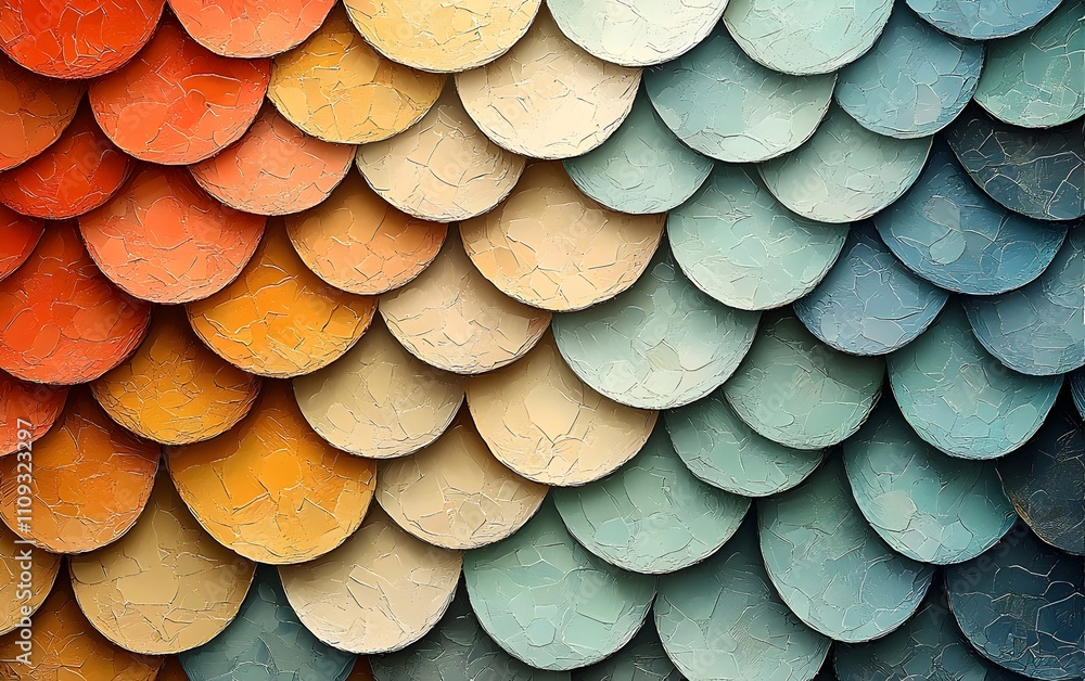 Aufkleber a vibrant and textured abstract background featuring overlapping scales in warm oranges, yellows, an