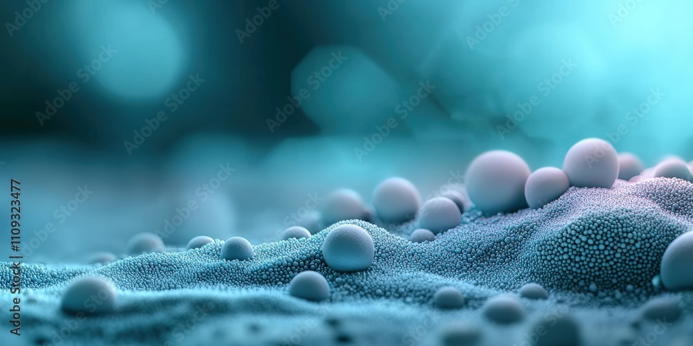 Poster material science nanomaterials concept. a visually captivating abstract image showcasing soft, round