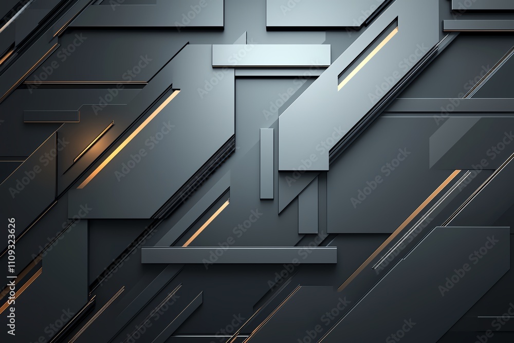Poster a modern, sleek abstract background featuring layered geometric shapes with a dark color palette and