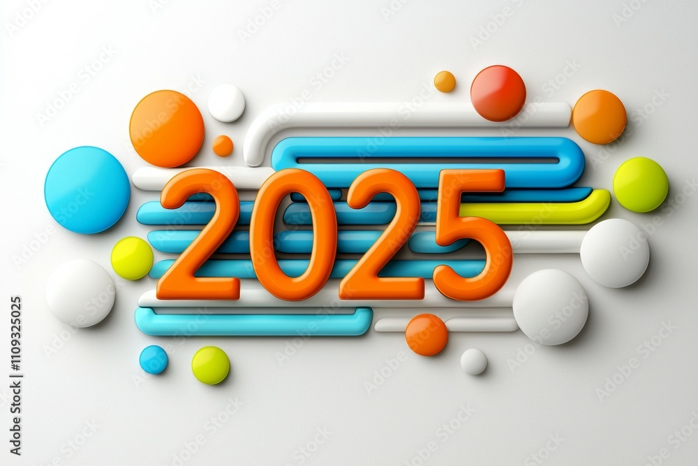 Poster colorful abstract 2025 design with vibrant shapes and dynamic patterns