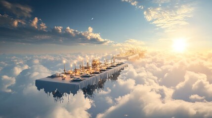 Obraz premium A Heavenly Feast in the Clouds