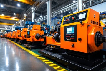 A wide shot of a CNC machine room filled with multiple machines working simultaneously