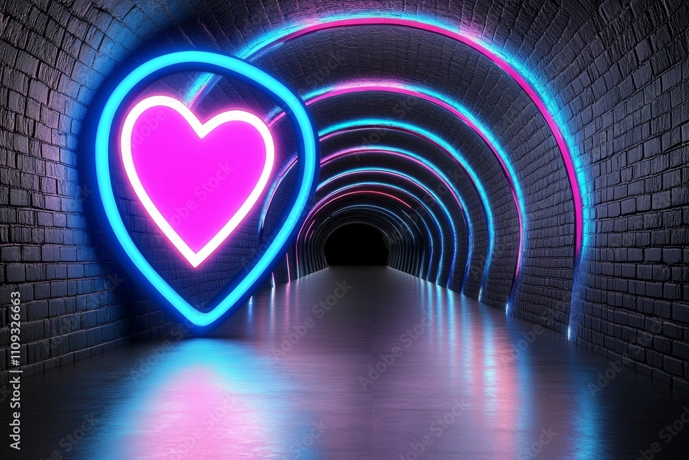 Aufkleber Bright neon blue and pink illuminated server blocks in a futuristic data center, forming a digital corridor of advanced database technology Realistic 3D vector illustration