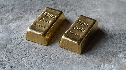 two gold bars on gray background