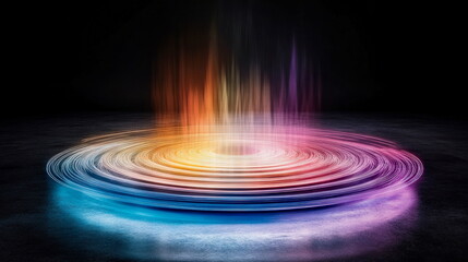 A glowing circular diagram with layers, representing hierarchical data systems