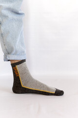 Black socks on a white background for sports and everyday