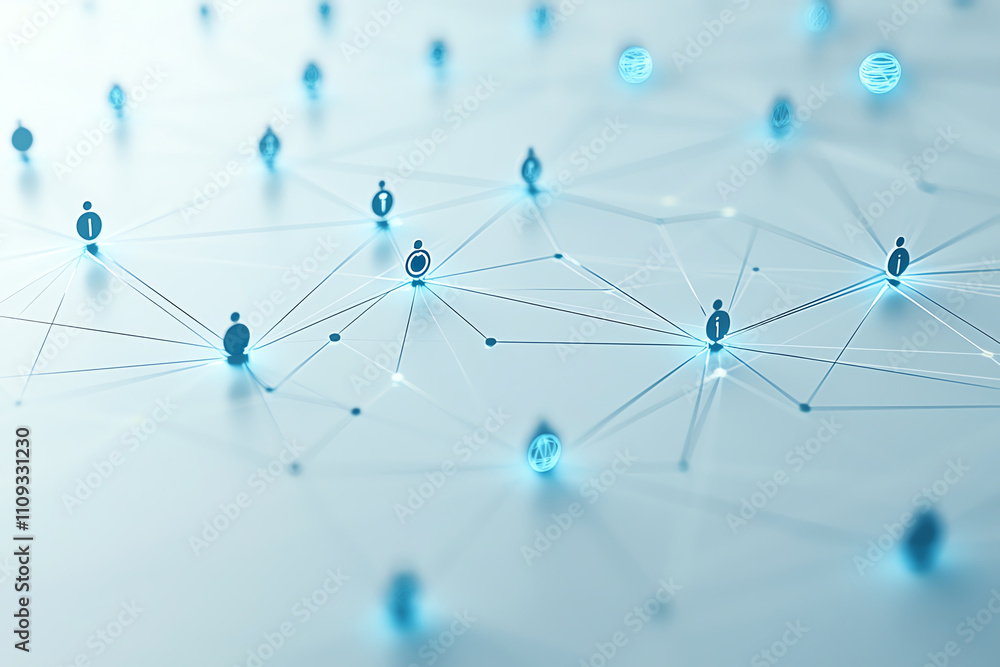 Aufkleber a modern digital network representation featuring interconnected nodes symbolizing people in a virtu
