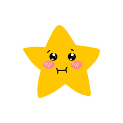 kawaii cute character star emoticon isolated on white background