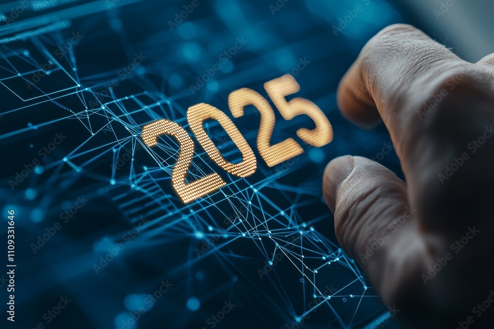 Poster digital concepts and innovation in 2025 with futuristic interface
