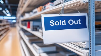 Sold out electronics shelf displaying popular gadgets and devices, reflecting high demand and consumer enthusiasm for cutting-edge technology.