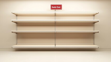 Sold out electronics shelf displaying popular gadgets and devices, reflecting high demand and consumer enthusiasm for cutting-edge technology.