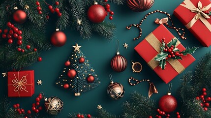 Elegant Christmas Decor with Stars, Gifts, and Holiday Sparkle