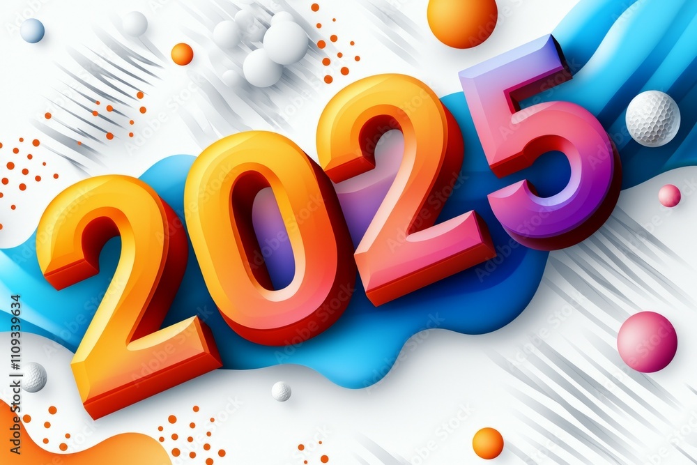 Poster colorful 3d 2025 design with abstract shapes and patterns
