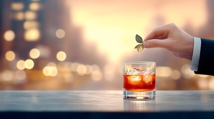 Nightclub scene with a bartender performing a flair bartending trick, vibrant energy, 3D rendering