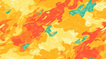 Vibrant seamless pattern featuring yellow trendy dye and orange movement effects on a bright colored water background perfect for modern art and design projects