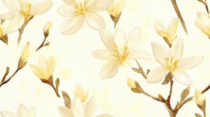 Obraz premium Seamless watercolor pattern of tuberose branches ideal for decorative framing printed materials and packaging
