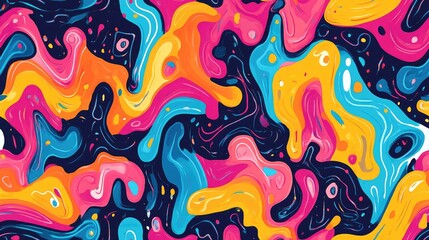 Obraz premium Vibrant seamless psychedelic pattern featuring interlaced curved shapes perfect for textile design wallpaper or creative projects