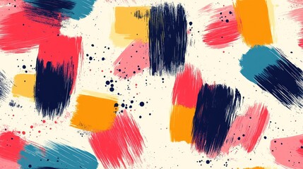 Obraz premium Seamless pattern of brushed painted abstract background featuring vibrant brush strokes for artistic textile design