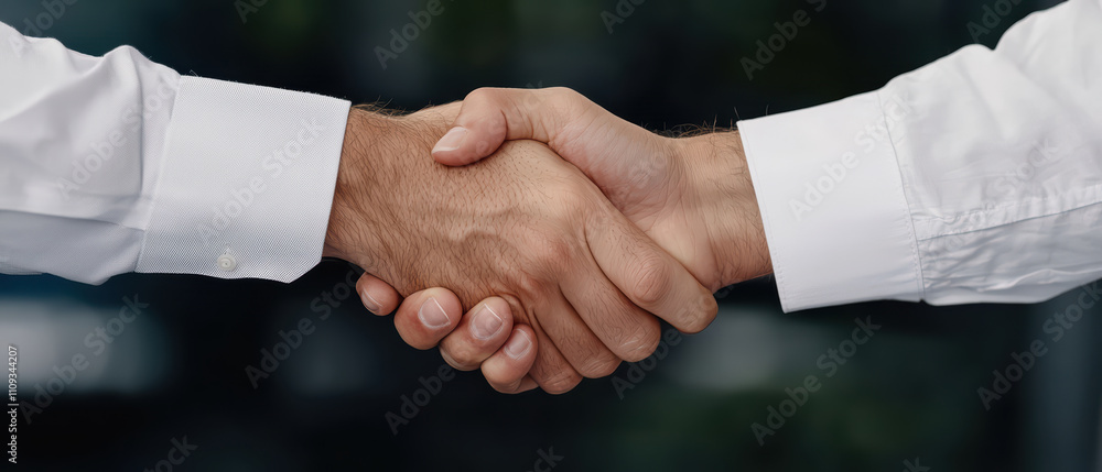 Poster handshaking gesture symbolizing agreement and collaboration between two individuals. this captures e