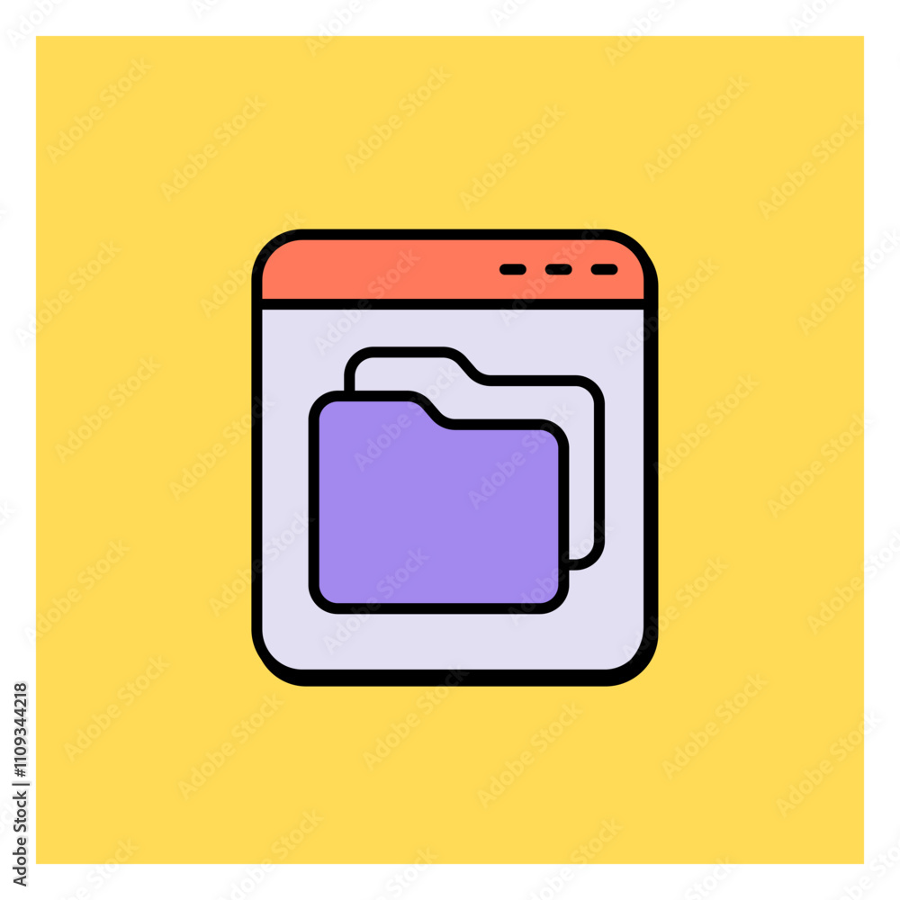 Poster copy file folder icon in neo brutalism style