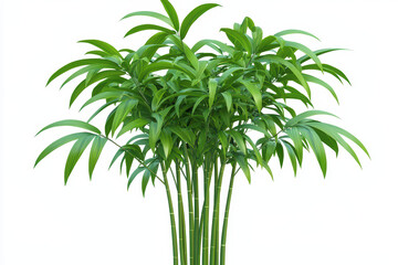 Obraz premium Lush green bamboo plant with vibrant leaves and slender stems, creating serene and refreshing atmosphere. Perfect for enhancing indoor spaces or gardens
