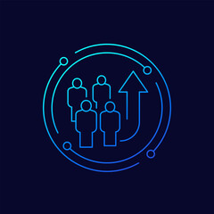 team growth icon with people, linear design