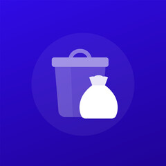 Obraz premium Trash bag and recycling bin icon, transparent design