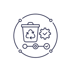 waste management line icon with trash bin