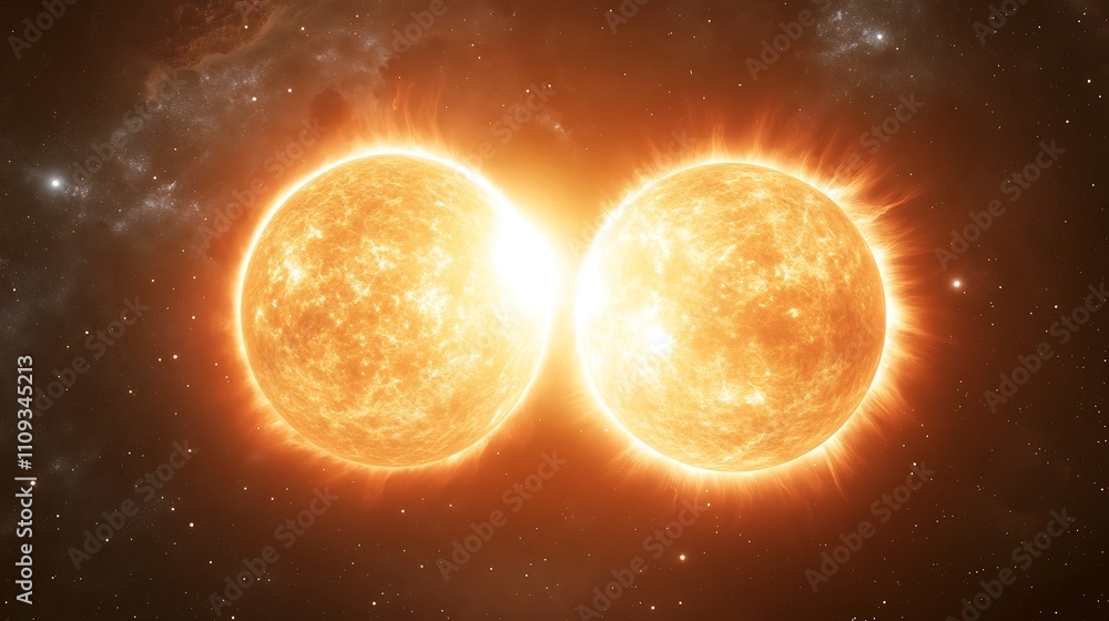 Aufkleber planets circulating around a binary star system in a distant galaxy with celestial beauty and cosmic