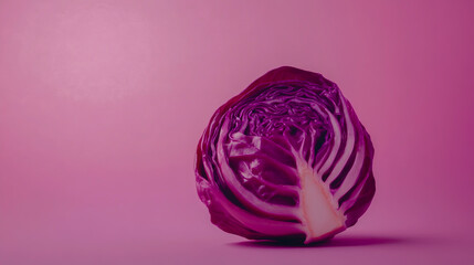 Obraz premium Fresh slice of red cabbage vegetable isolated on a clean background, highlighting vibrant colors