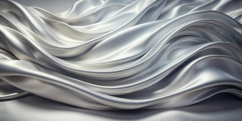 Fototapeta premium Silver fabric flowing in gentle waves , elegant, luxurious, soft, draping, silver, textile, fabric, waves, flowing, smooth