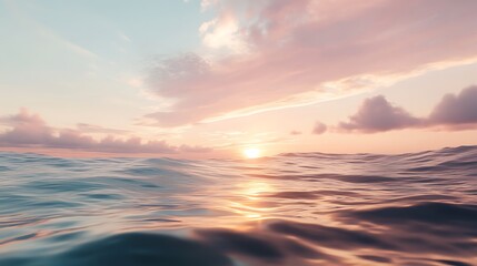 Obraz premium Serene ocean view at sunset, showcasing vibrant colors and gentle waves.