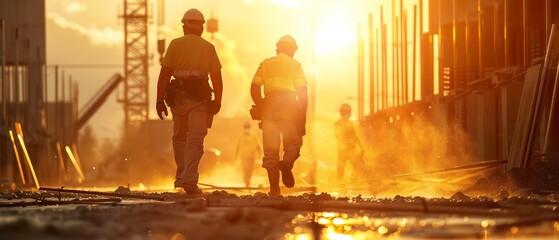 Construction Workers Toiling Under Scorching Sun: A Realistic Photo Depicting Hard Labor and Heat Exhaustion