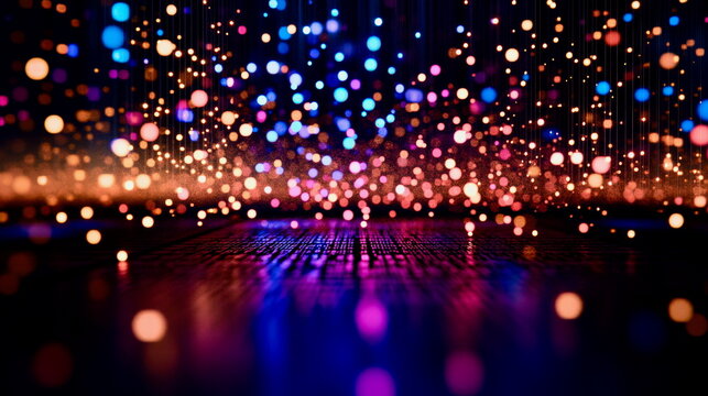 A holographic projection of a scatter plot, with glowing dots floating in 3D space