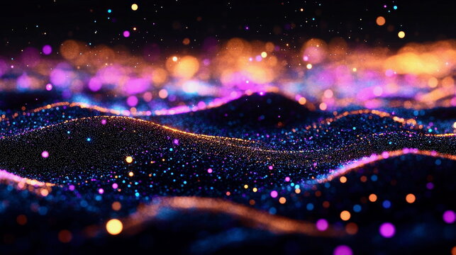 A holographic projection of a scatter plot, with glowing dots floating in 3D space
