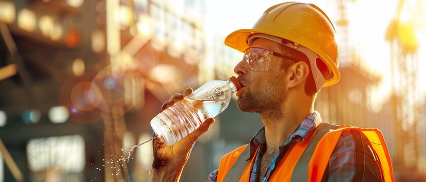 Construction Worker Hydration Break: Preventing Heat Illness on Sunny Worksite