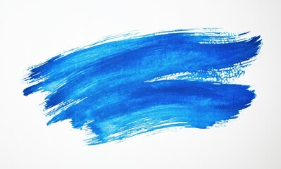 Watercolor blue brush strokes on a white background