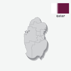 3D map of Qatar with separated sections on a white background