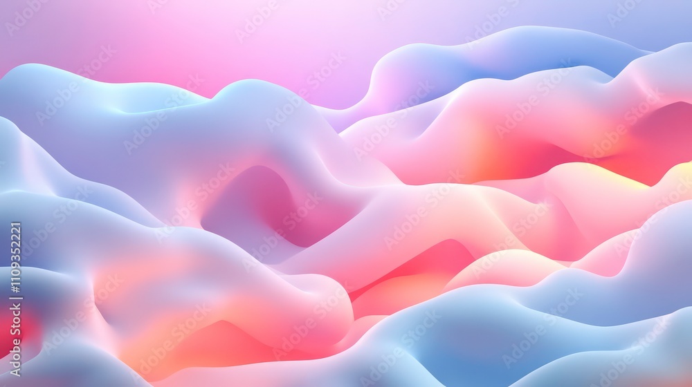 Poster Abstract clouds with glowing edges against a backdrop of soft gradients.