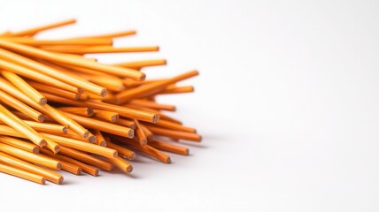 Obraz premium Group of golden stirrers on a white background, perfect for food and drink settings.