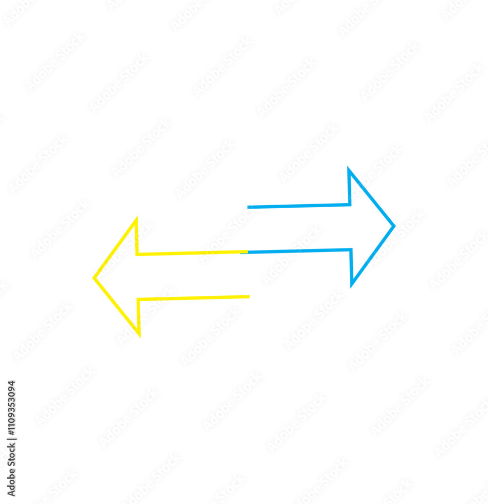 Poster two way sign vector with simple design. double sided arrow symbol