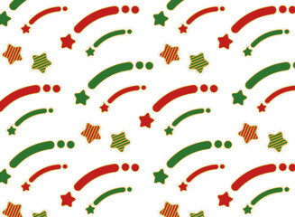 クリスマスカラーの流れ星のホリデーシームレスパターン