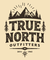 True North Outfitters typography t-shirt vector design templates